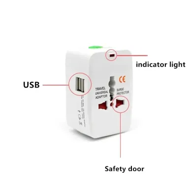 Universal Travel Adapter with Dual USB and Surge Protector All in One Plug Converter USUKEUAU